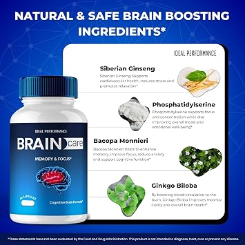 ملاحق العناية بالدماغ للذاكرة وكبسولات التركيز، BrainCare صيغة متقدمة دعم صحة الأعصاب - أقصى قوة Nootropics العناية بالدماغ جميع مراجعات حبوب دعم الصحة الطبيعية (5 حزمة)