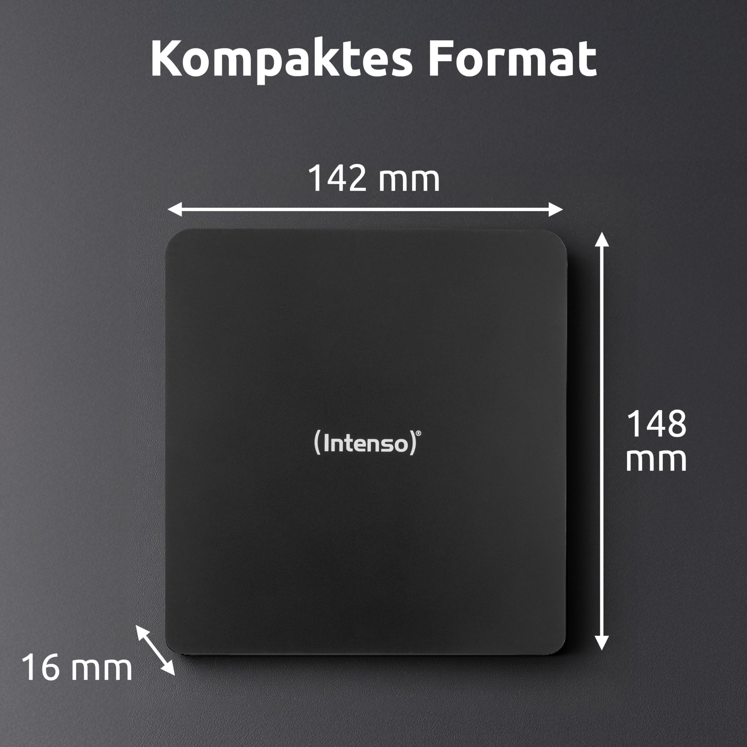 Intenso externes CD/DVD Laufwerk/externer Brenner EOD 400D Slim, USB 3.2, für Laptop, Desktop PC, iMac, MacBook, Windows, MacOS, inkl. kostenloser Brenn-Software Ashampoo Burning Studio, Schwarz
