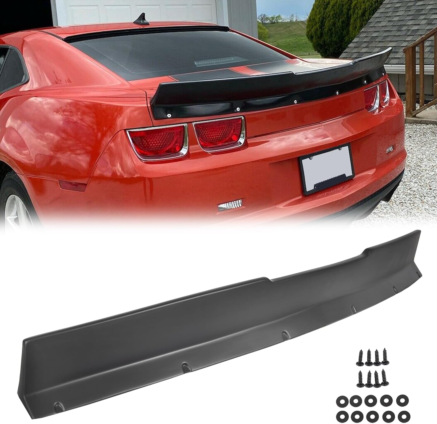 KUAFU Rear Spoiler Wing Compatible with 2010-2013 Chevrolet Camaro 2Door Coupe & Convertible Rear Trunk Lid Wing Spoiler Lip Black Plastic