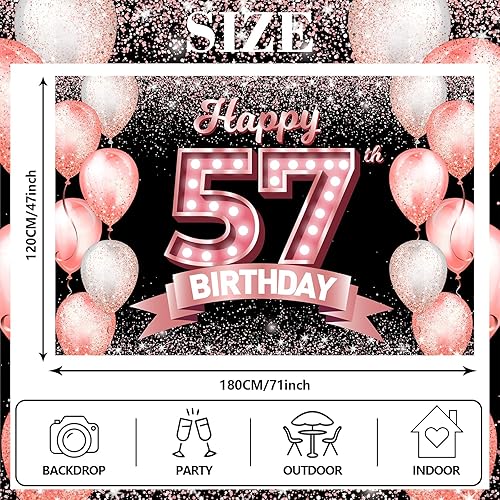 Vista 159 de Happy 21st Birthday Rose Gold Banner Backdrop Cheers to 21 Years Old Confetti Balloons Theme Decor Decorations for Women 21 Years Old Pink Birthday