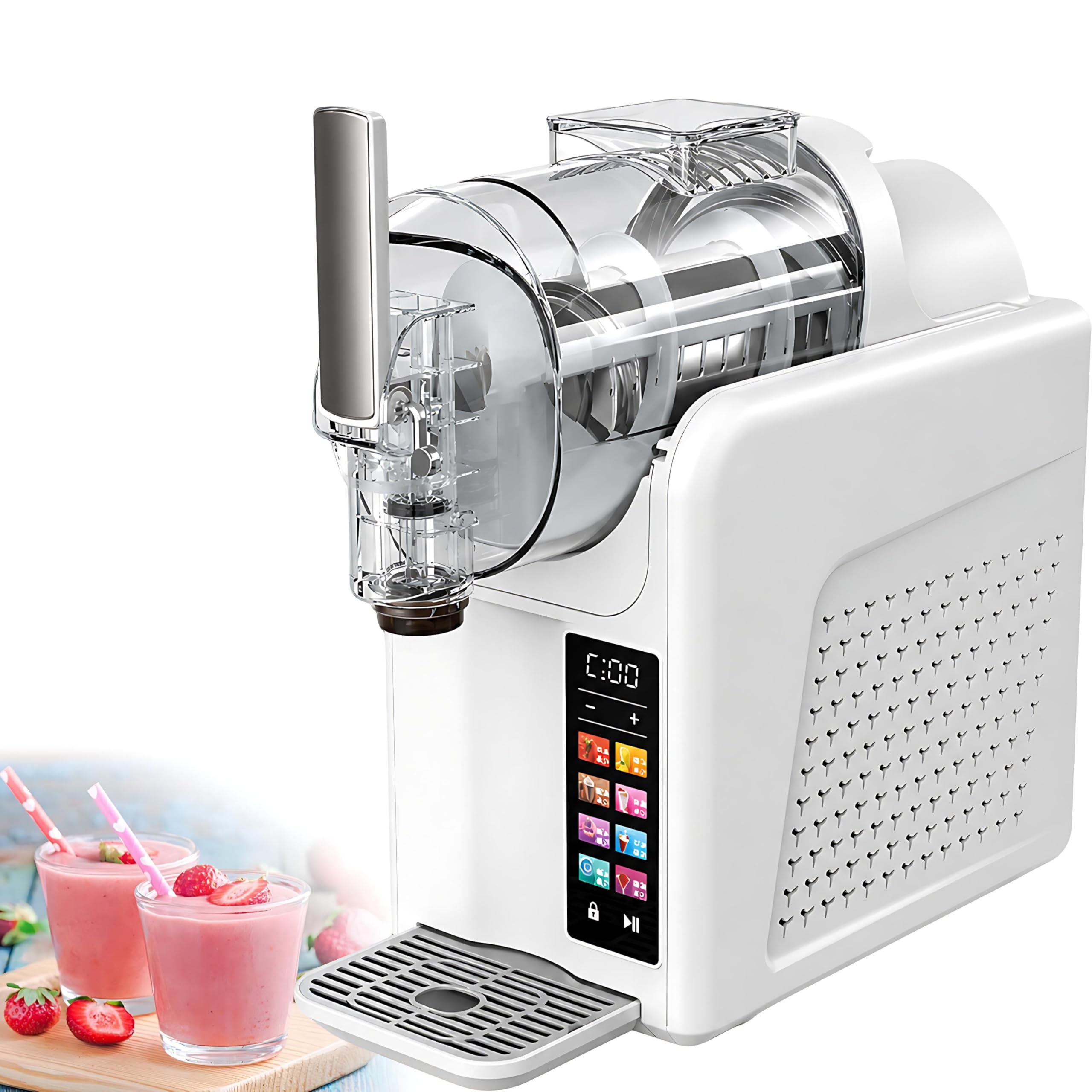QIUNAOZI Slushie Maker Machine 185w, 7-in-1 Slushy Maker 2L, 360° Stirring, 7 Preset Modes, Adjustable Hardness And Temperature, With Safety Lock, for Chilled Drinks, Milkshakes, Sorbets White