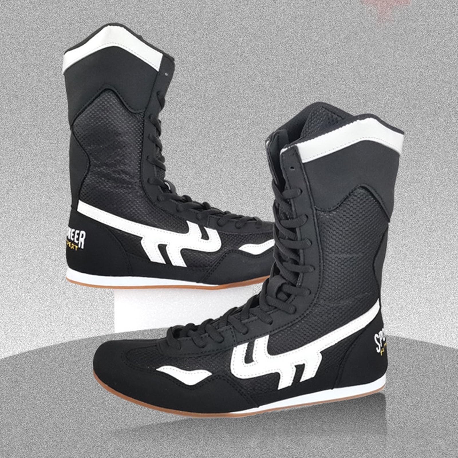 Scarpe sportive da uomo originali scarpe da boxe alte da allenamento scarpe da wrestling stivali lunghi scarpe da boxe scarpe da competizione allenamento compatibili con scarpe da moto uomo chopper