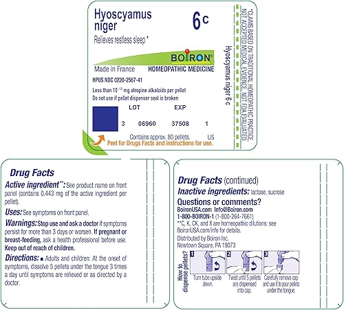 Miniatura 9 de Boiron Hyoscyamus Niger 6C Medicina homeopática para el sueño inquieto - 80 pellets