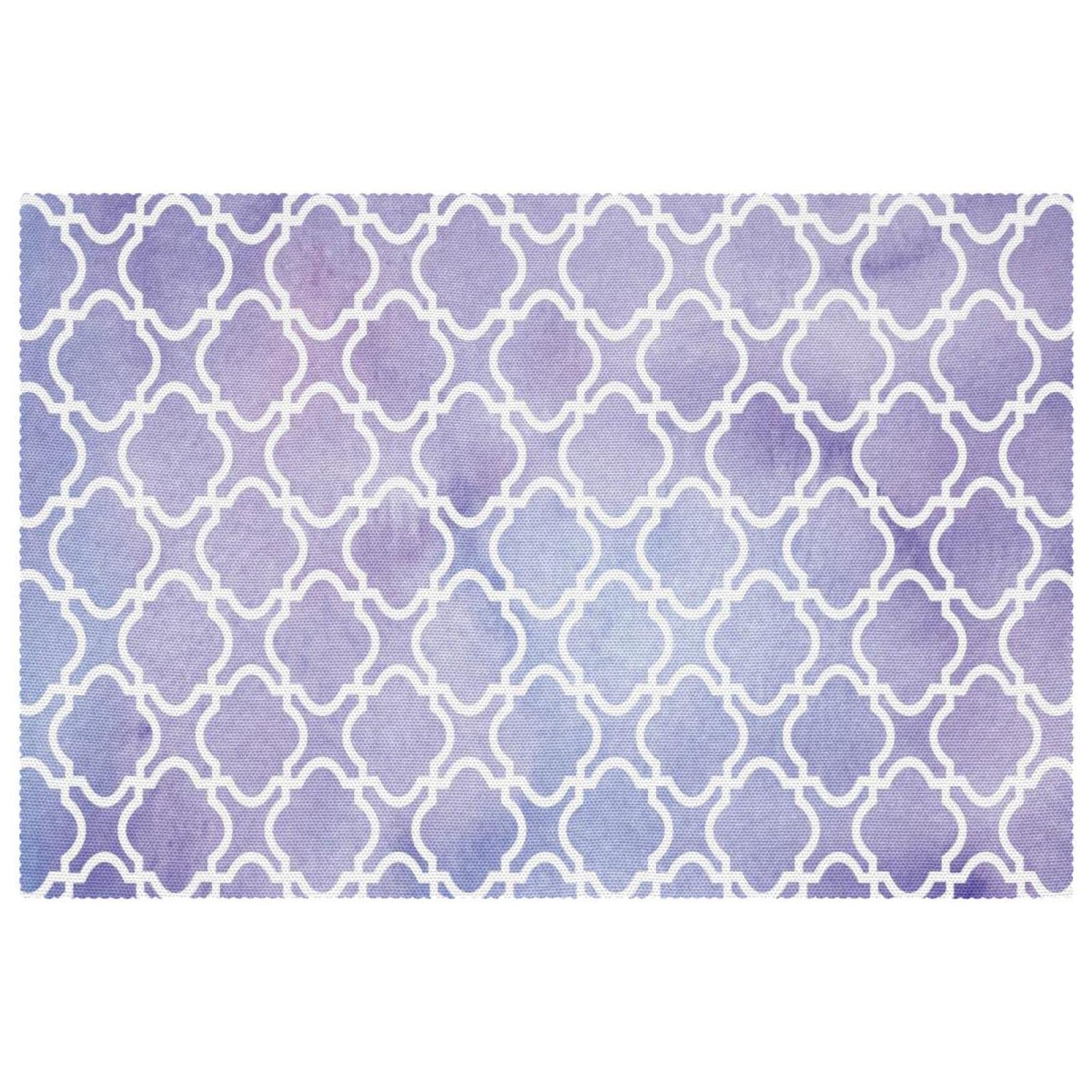 Set de table aquarelle violet géométrique en tissu lavable de haute qualité x6