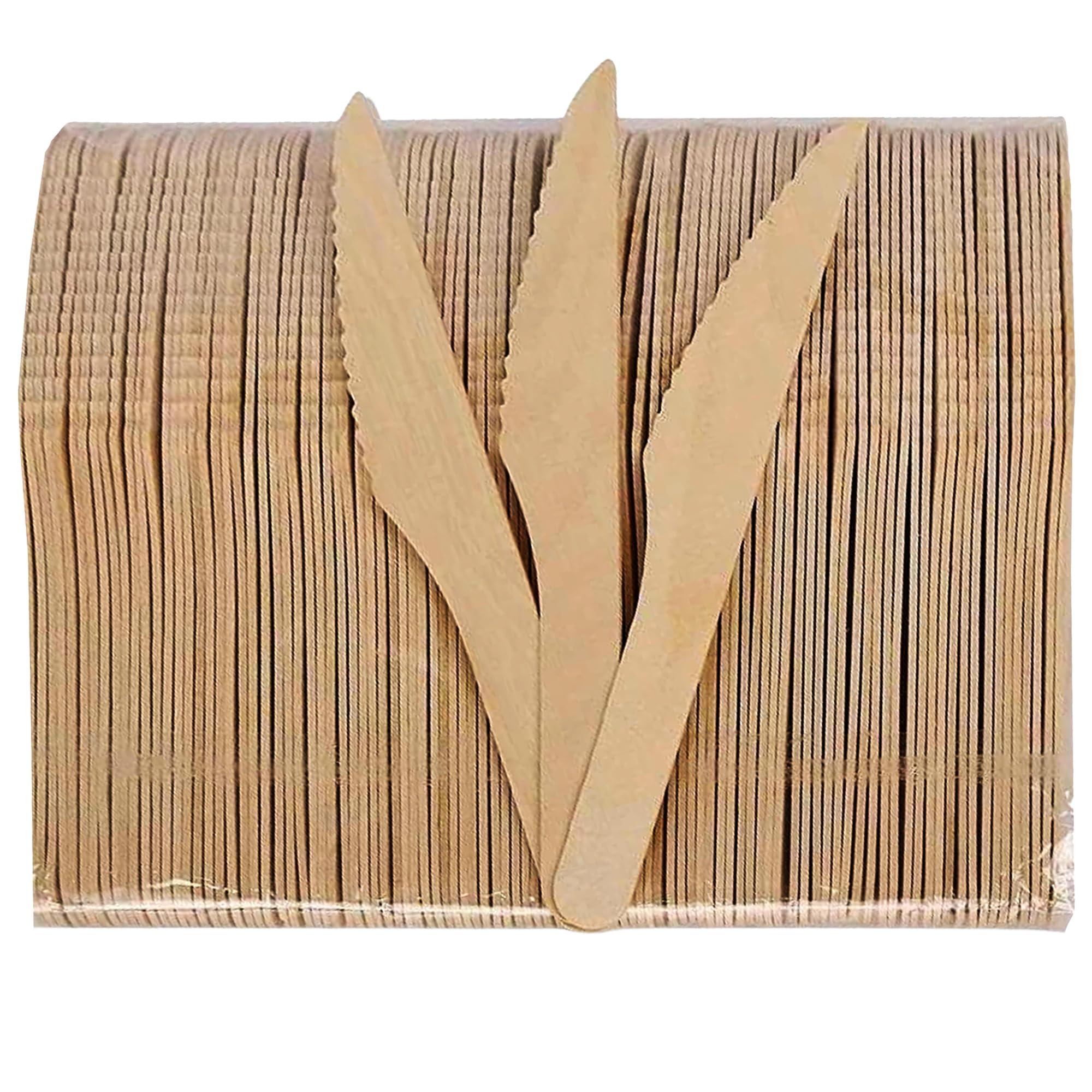 Ecowise Disposable Wooden Knives - Pack of 100 Eco-Friendly Biodegradable Disposable Knives - Sturdy Wooden Cutlery Set Perfect for Party, Picnic, Wedding