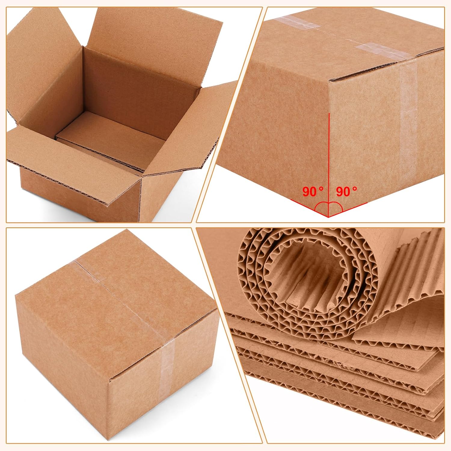 30 Pack Shipping Boxes, 6X6X4 Small Corrugated Boxes, Brown Corrugated Cardboard Box Bulk, Small Mailing Packing Box for Home or Business Packing Moving Mailing