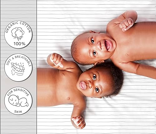 Miniatura 3 de Juego de 2 sábanas ajustadas de moisés 100% algodón orgánico, perfectamente compatibles con Mika Micky, Baby Delight, Ronbei, Chicco, Cloud Baby,