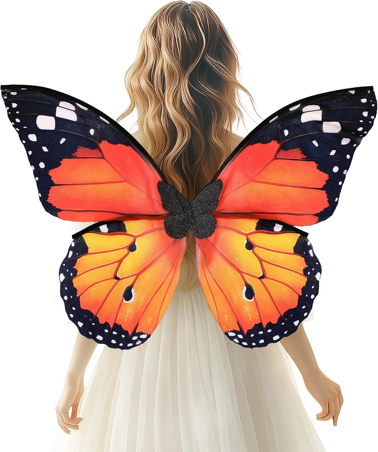 RENEMEGO Butterfly Costume for Women - 3 Pcs Monarch Butterfly Wing Lace Mask Monarch Headpiece Renaissance Accessories