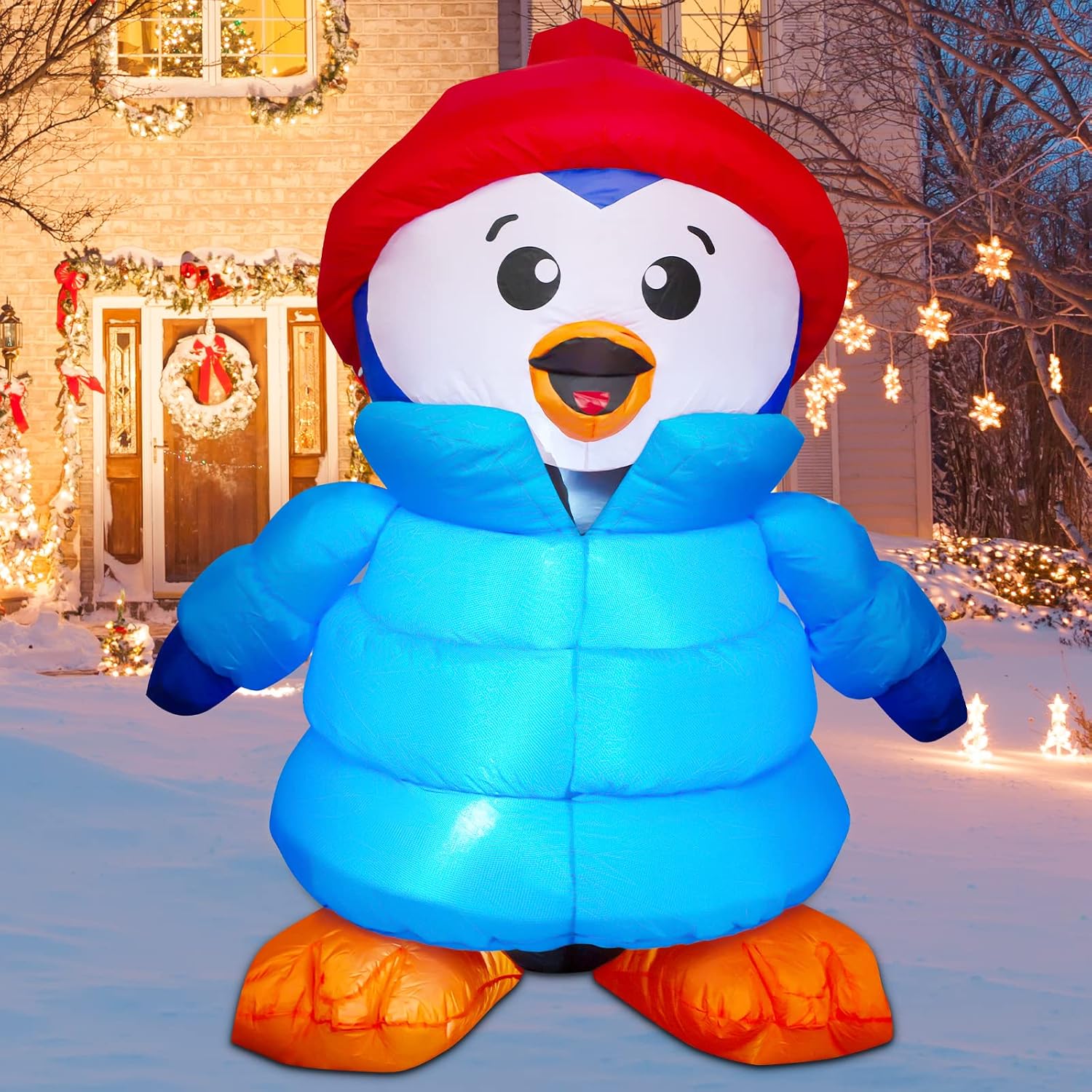 GOOSH 6 FT Christmas Inflatables Outdoor Penguin Christmas Decorations Clearance Blow Up Yard Decor with LED Lights for Xmas Holiday Party Indoor Garden Lawn Décor