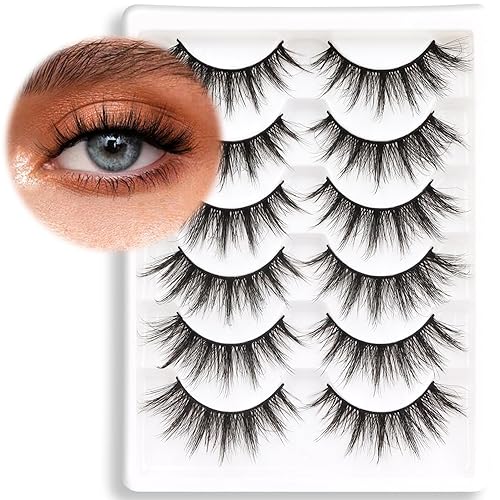 Miniatura 7 de Veleasha Pestañas postizas 3D de aspecto natural, paquete de 6 pares de pestañas postizas de anime finas y ligeras (0.31 a 0.51 pulgadas)