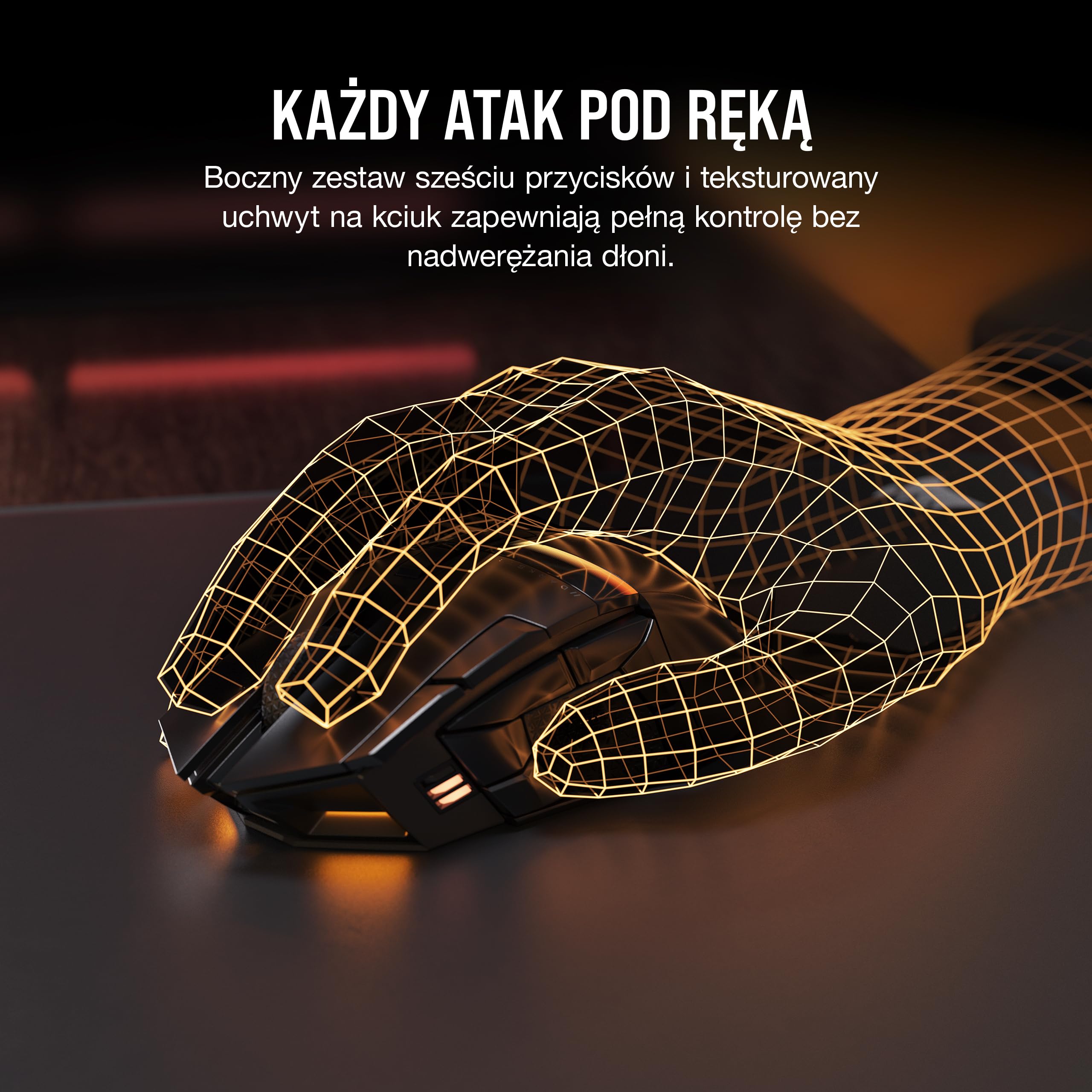 CORSAIR DARKSTAR WIRELESS MMO/MOBA Mysz do Gier - 26 000 DPI - 15 Programowalnych Przycisków - Konstrukcja Redukująca Naprężenia - Długa Żywotność Baterii - Czarny
