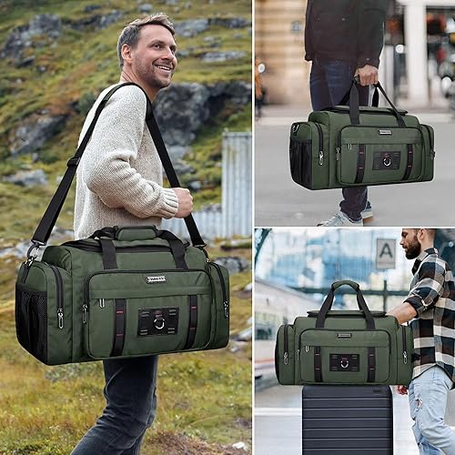 Miniatura 2 de WITZMAN Bolsa de lona para hombre, bolsa grande para llevar durante la noche, bolsa de fin de semana con compartimento para zapatos, bolsas de