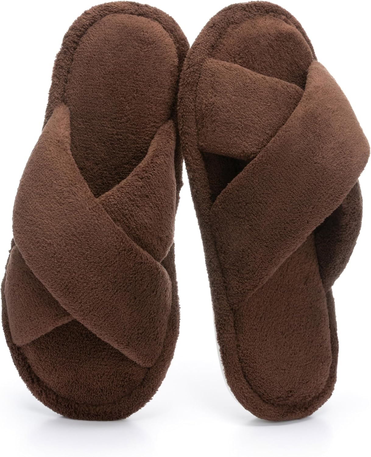 NineCiFun Women's Slippers Open Toe Cross Band Breathable House Shoes with Memory Foam, Cozy Footbed, Non-Slip Indoor Slides