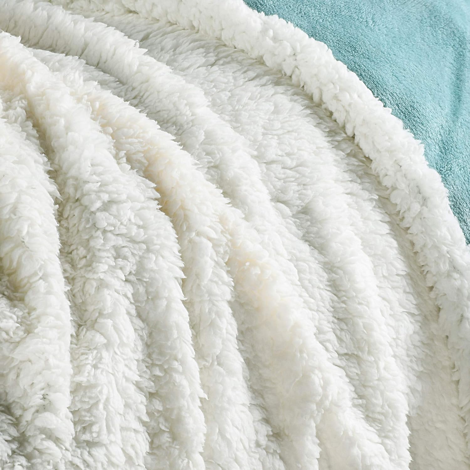 Catalonia Teal Fluffy Sherpa Throw Blanket, Super Soft Mink Plush Couch Blanket, TV Bed Fuzzy Blanket, Comfy Warm Heavy Throws, Comfort Gift for Her, 50x60 inches - Image 4