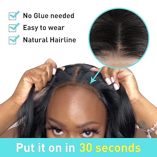 Miniatura 2 de MENTOR Pelucas de cabello humano con encaje frontal HD predepiladas, sin pegamento, peluca frontal de encaje 4x6, pelucas de cabello humano para