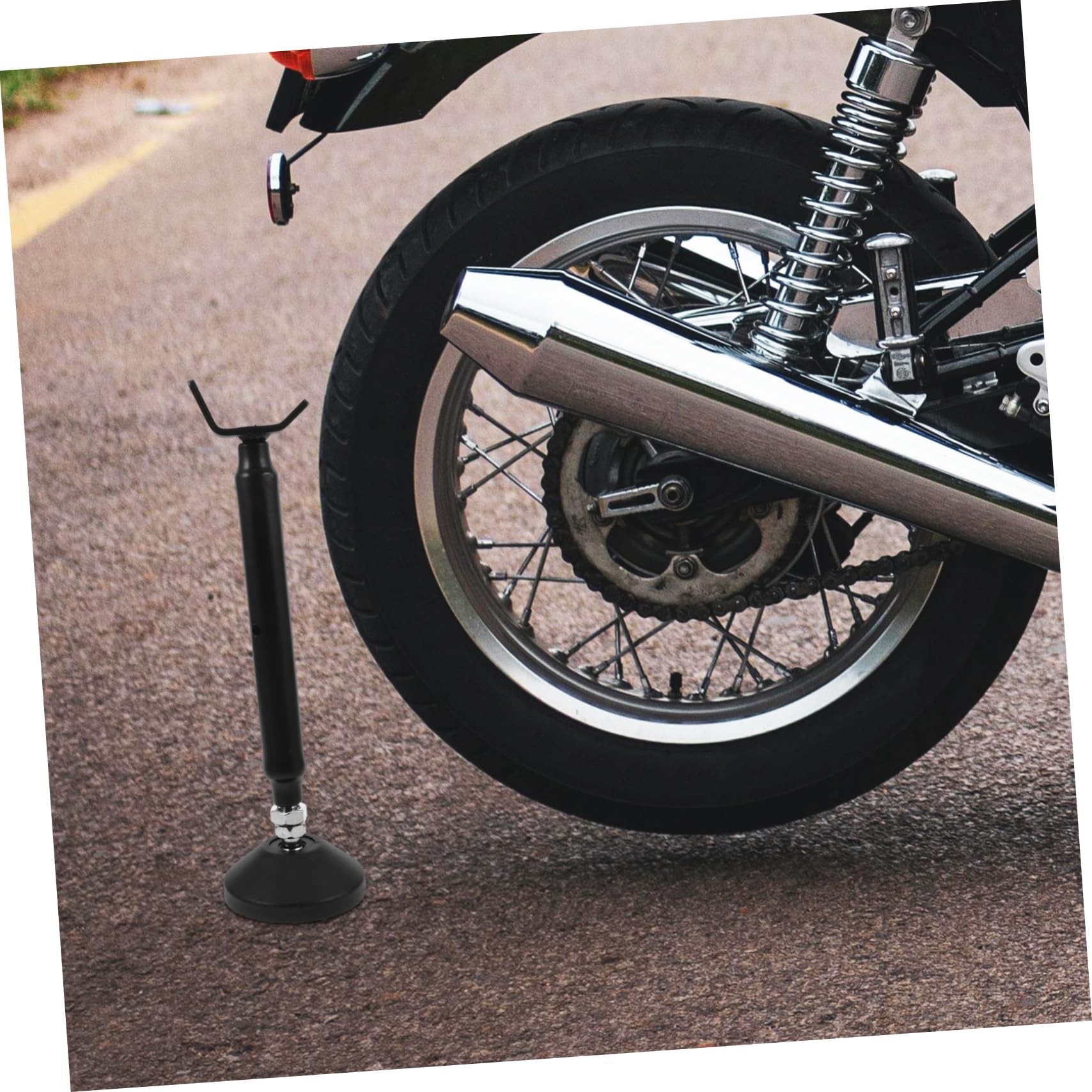 Zerodeko Cavalletto Sollevatore per Moto in Ferro Nero, Supporto Stabile Meccanismo di Sollevamento Facile per Riparazione Ruote