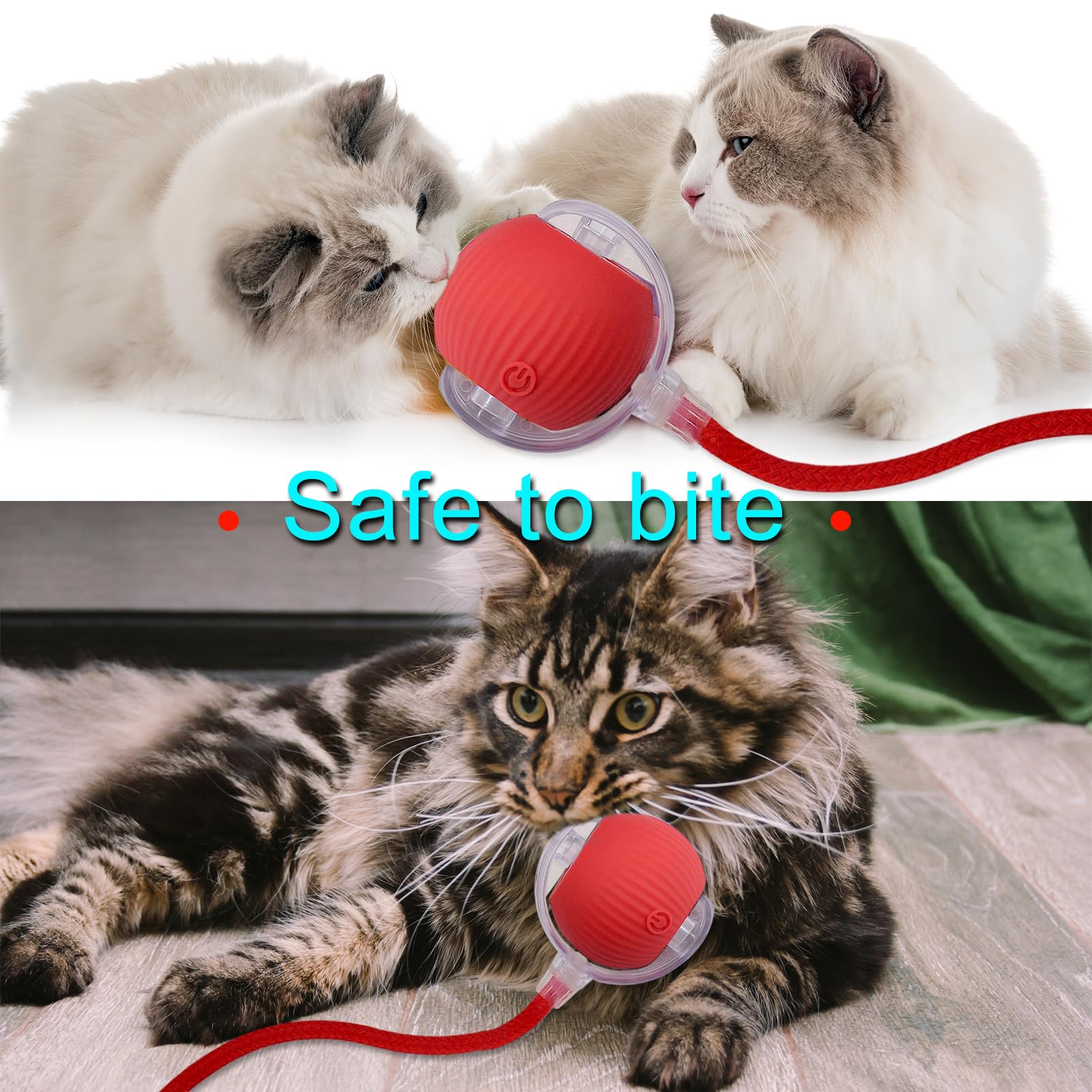 Pelota de juguete interactiva para gatos y perros: juego inteligente de movimiento automático para mascotas con luz LED y cola para activación por movimiento, regalo de cachorro de gatito, ejercicio