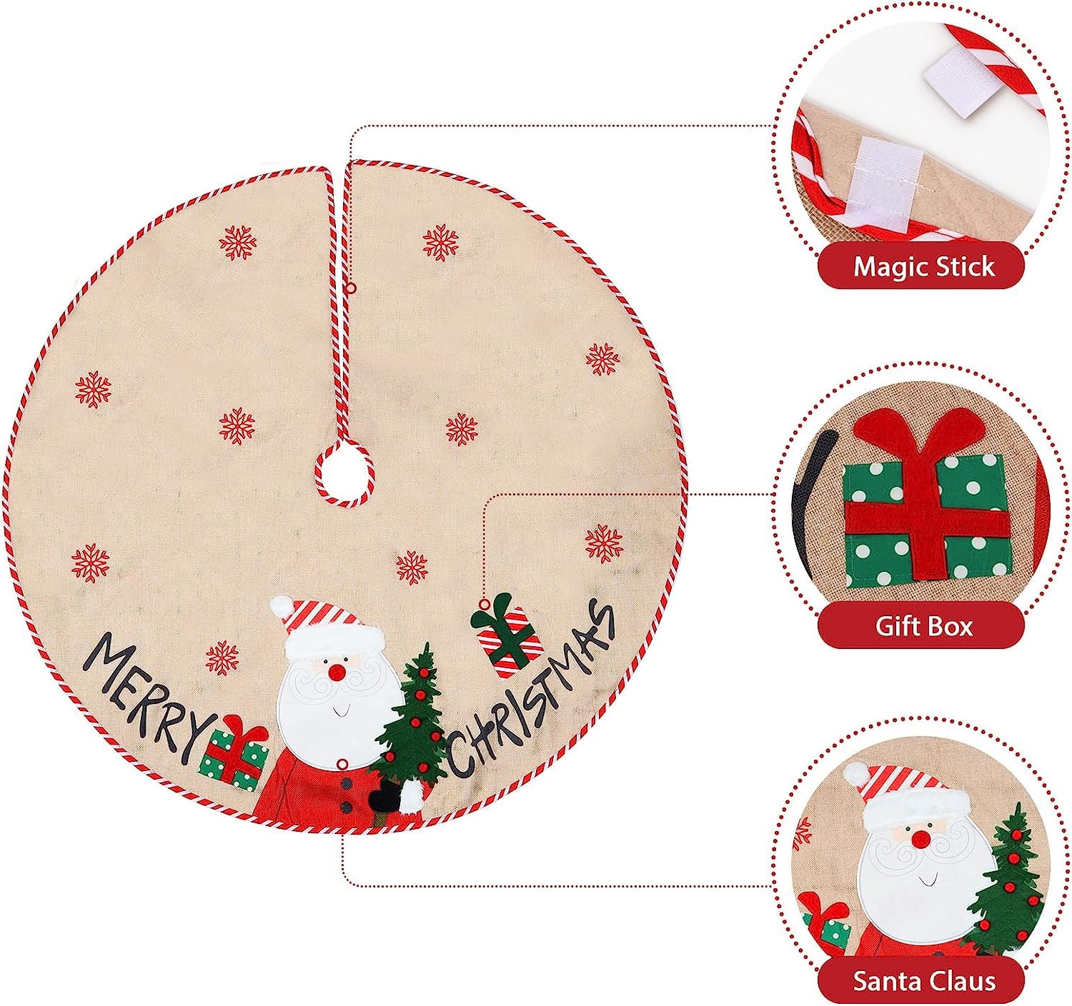 Faldas árbol de Navidad, Estera de árbol de Decoración Roja de Navidad de 42"con Cuadros Rojos para Decoraciones Navideñas, para Tejer Flores de Nieve, Alce, Rojo, Falda para árbol de