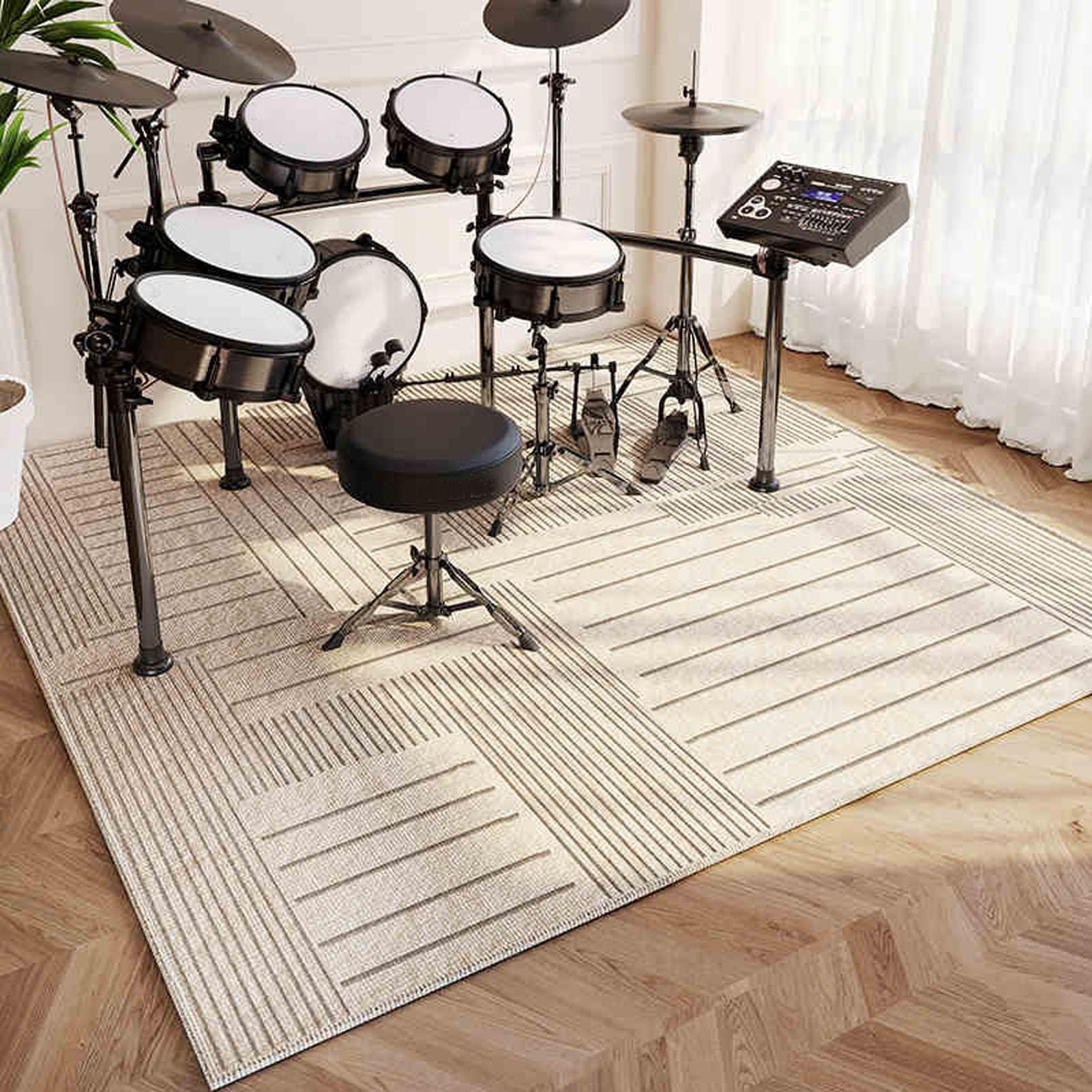 Schlagzeugteppich Schalldicht Drum Teppich rutschfest Trommelteppich Musikinstrumente Bodenmatte Professionelle Schlagzeug Teppich Elektronisches Jazz Schlagzeug Kit für Bass Snare Drum 120 x 80 cm