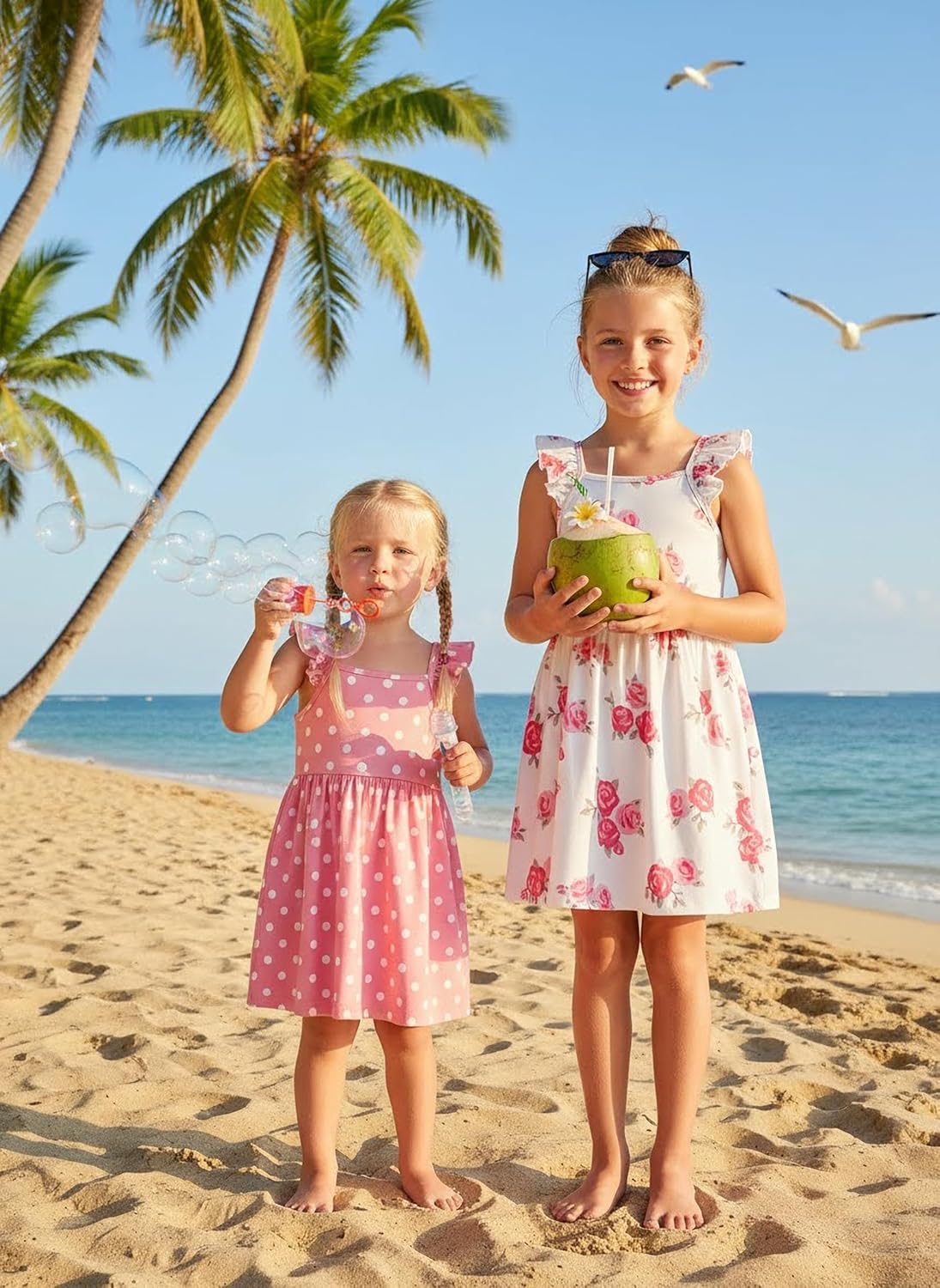 PATPAT Multipack Girl Toddler Dresses Sleeveless Flamingo Striped Toddler Casual Dresses - Image 4