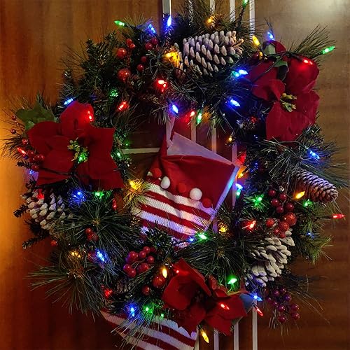 Vista 20 de Guirnalda de luces LED para Navidad, color blanco cálido y multicolor, Jardín Alambre verde blanco cálido