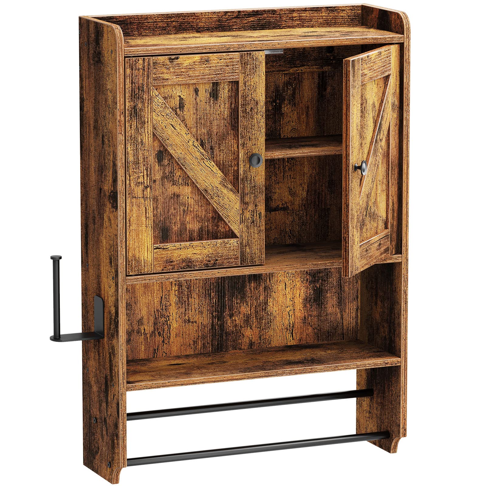 Rolanstar Bathroom Wall Mounted with 2 Doors, Medicine with Large Space, 4Tier