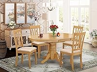 Vista 2 de East West Furniture AVAT5-OAK-C - Juego de mesa de cocina de 5 piezas para 4 personas, incluye una mesa de comedor ovalada con hojas de mariposa y 4