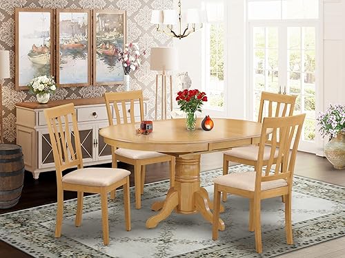 Miniatura 2 de East West Furniture AVAT5-OAK-C - Juego de mesa de cocina de 5 piezas para 4 personas, incluye una mesa de comedor ovalada con hojas de mariposa y 4