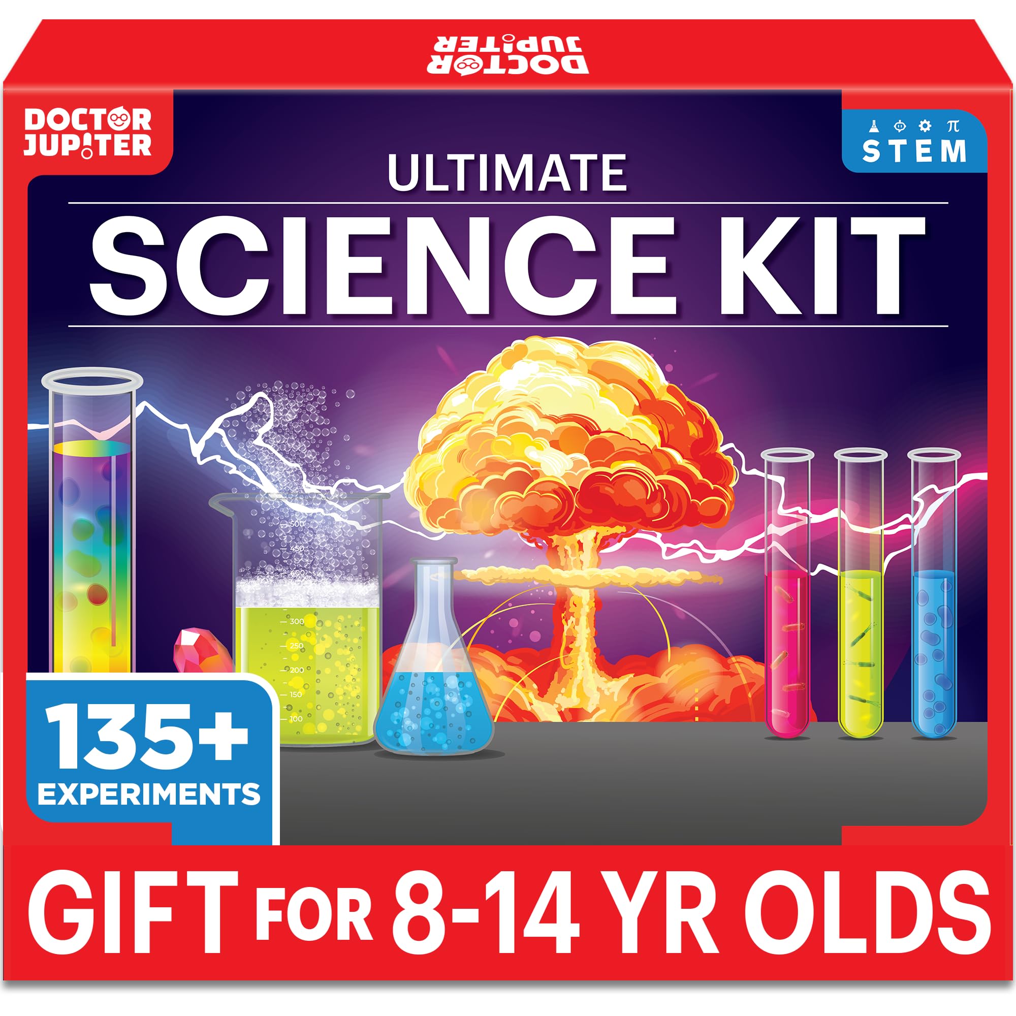 Dr. Jupiter Science Kit for Kids 8-9-10-11-12-13-14 Years Old | Christmas Birthday Gift Ideas for Boys and Girls Ages 8+ | STEM Toys 135+ Experiments | Learning & Education Kit