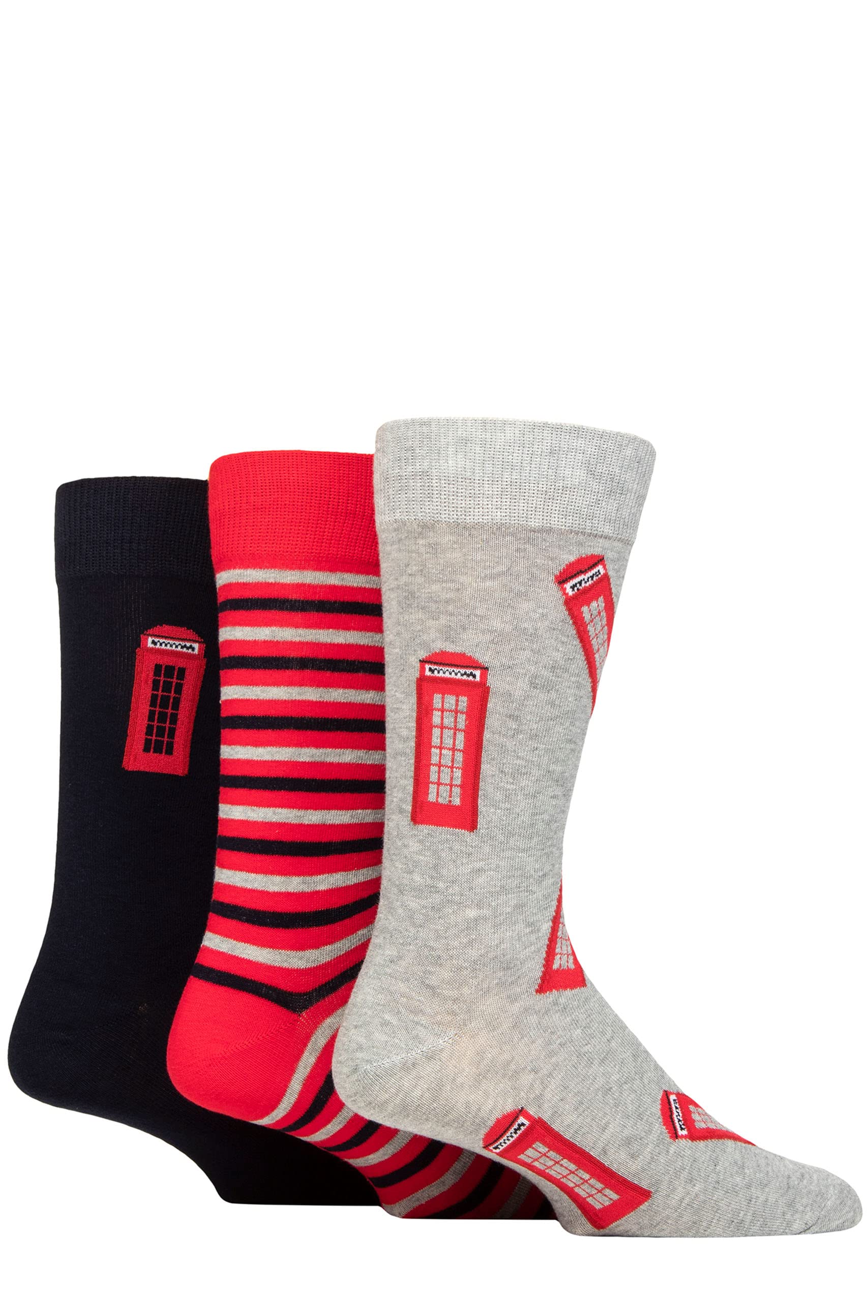 SockShop Wildfeet Mens Novelty Patterned Cotton Socks Pack of 3 Phone Box 7-11