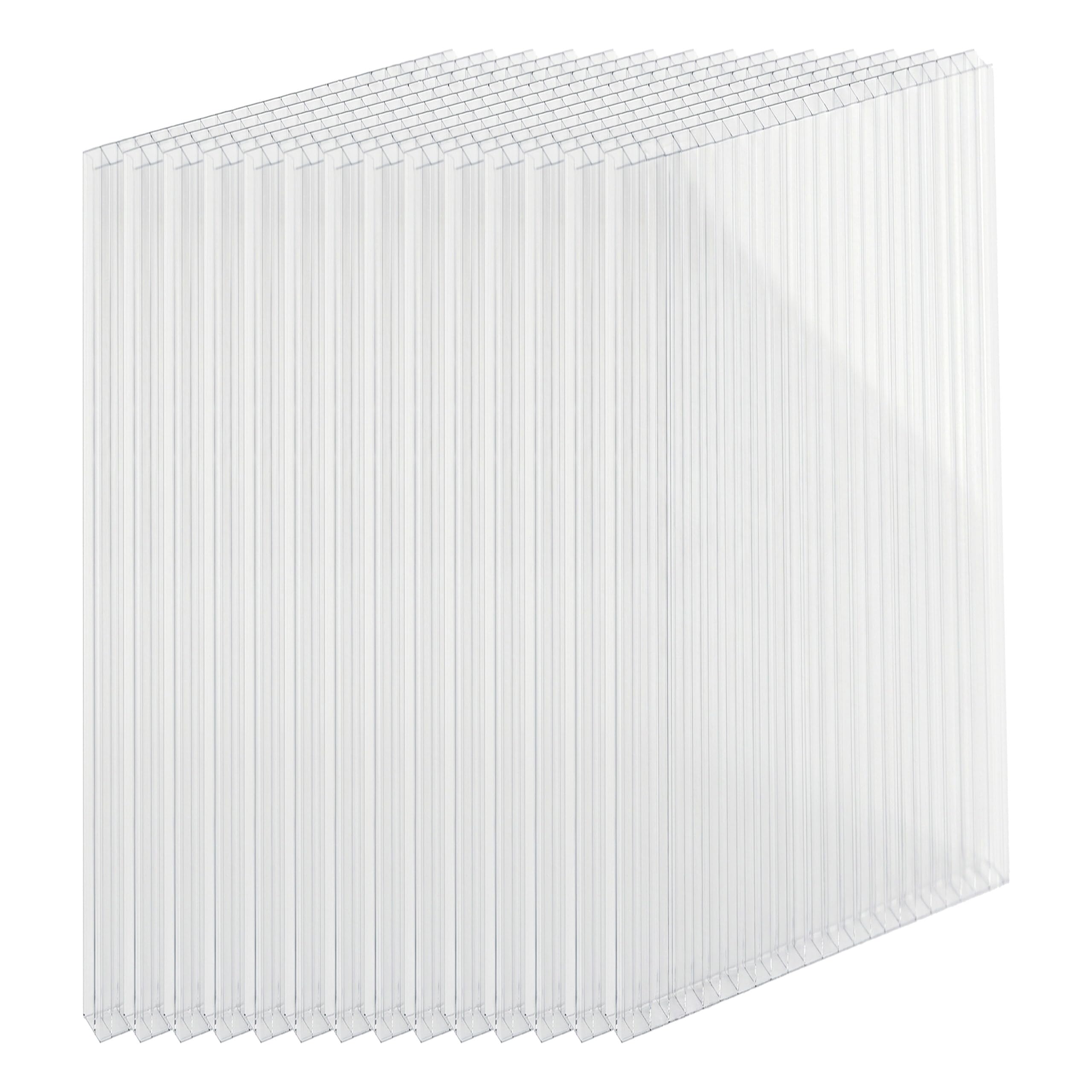 Relaxdays Doppelstegplatten 14er Set, Hohlkammerplatten 6mm, für Gewächshaus, HB: 121x60,5 cm, Polycarbonat, transparent