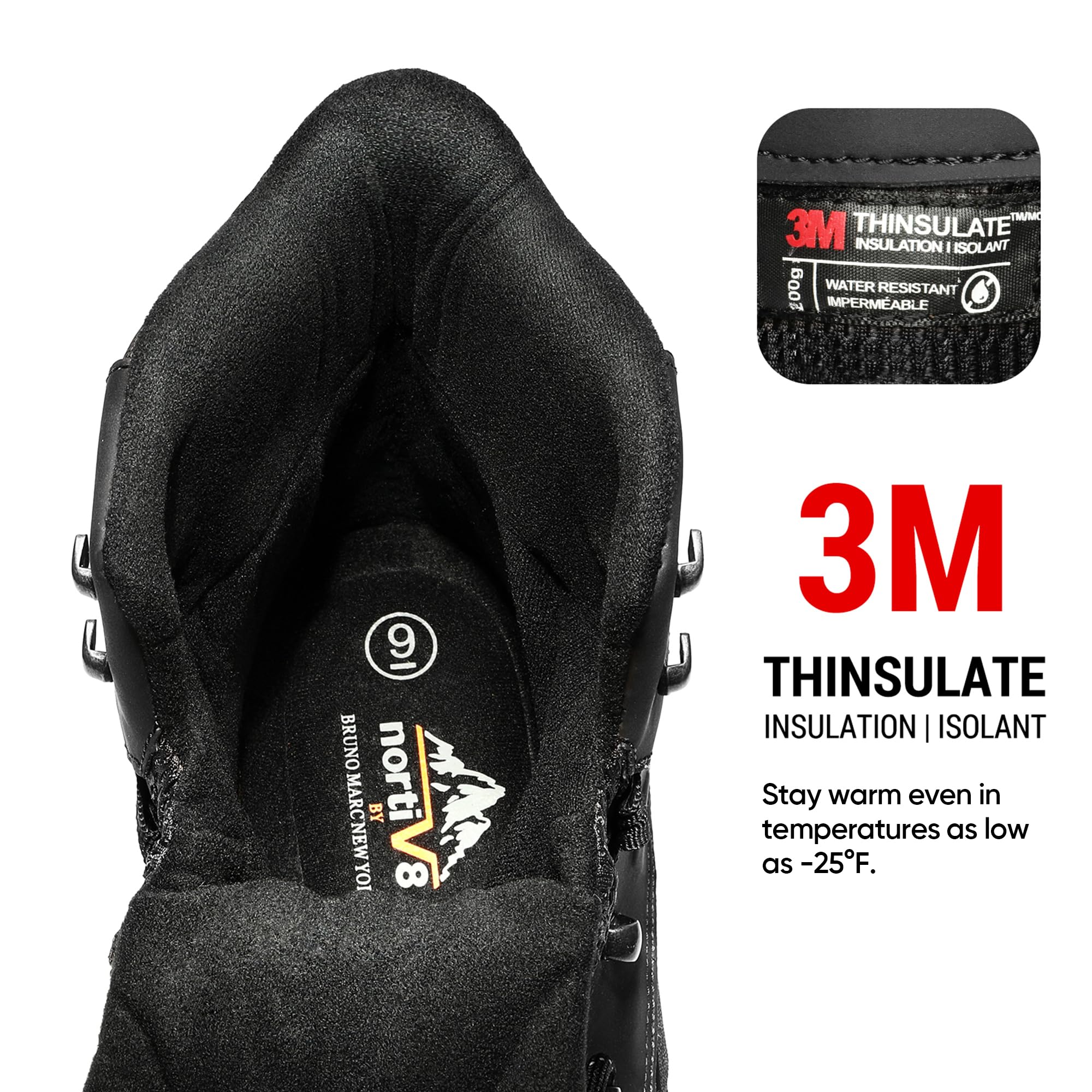 NORTIV 8 Stivali da esterno impermeabili isolati per la neve e l'inverno da uomo