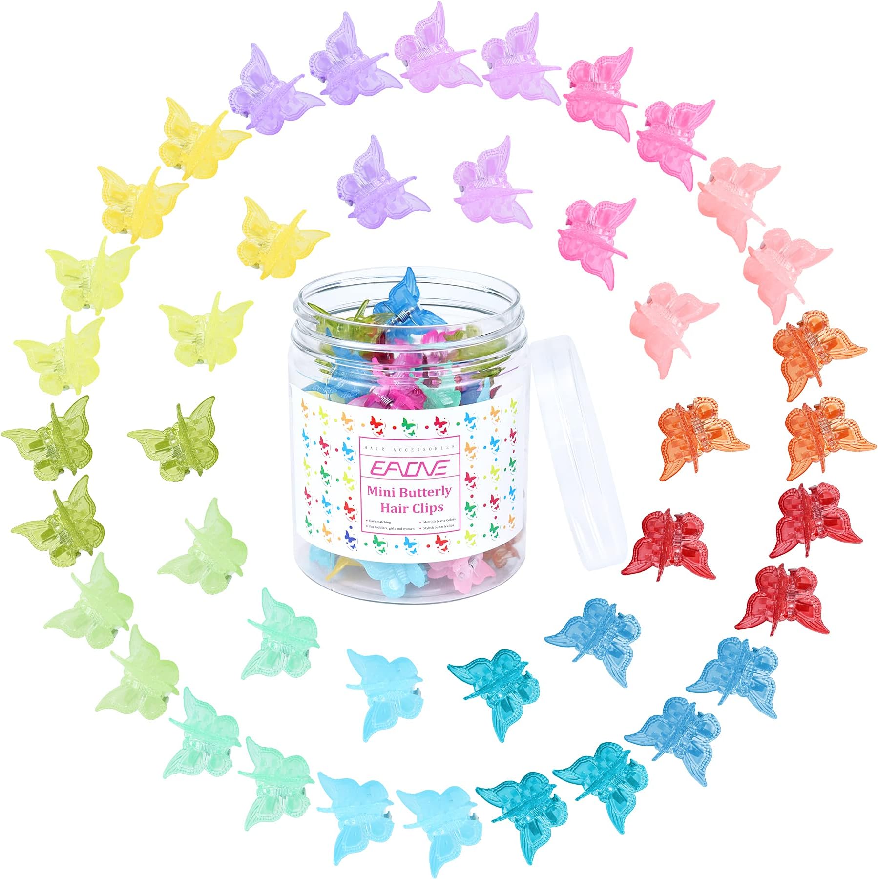 EAONE Glossy Mini Butterfly Clips, Colorful Mini Hair Claw Clip for Girls and Women, 90s Y2K Cute Hair Styling Accessories, More than 10 Asscorted Colors, Set of 50