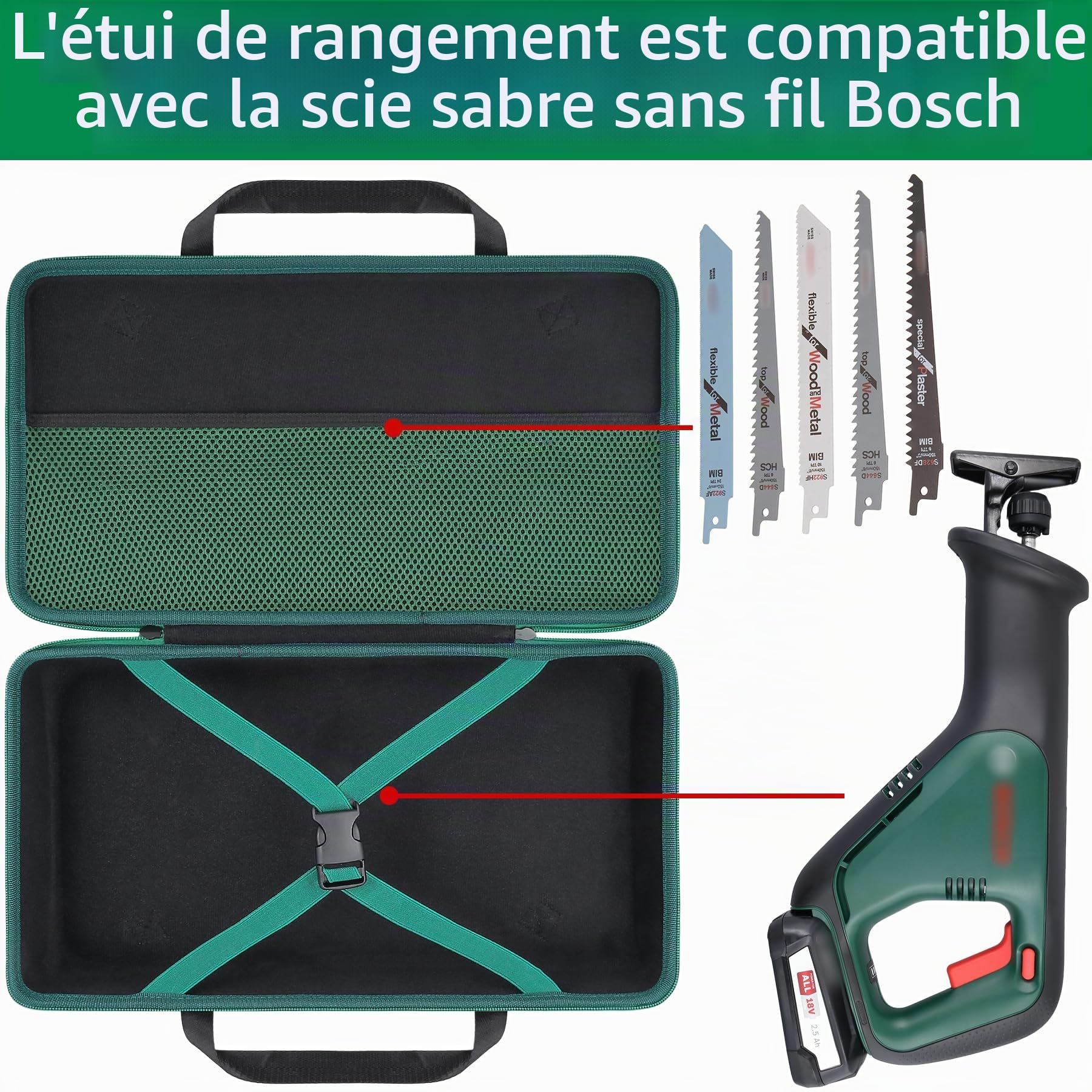 co2CREA Dur Étui de Voyage Rigide Housse Cas Coque pour Bosch scie Sabre sans Fil AdvancedRecip 18(boîte Seule,Case Only)