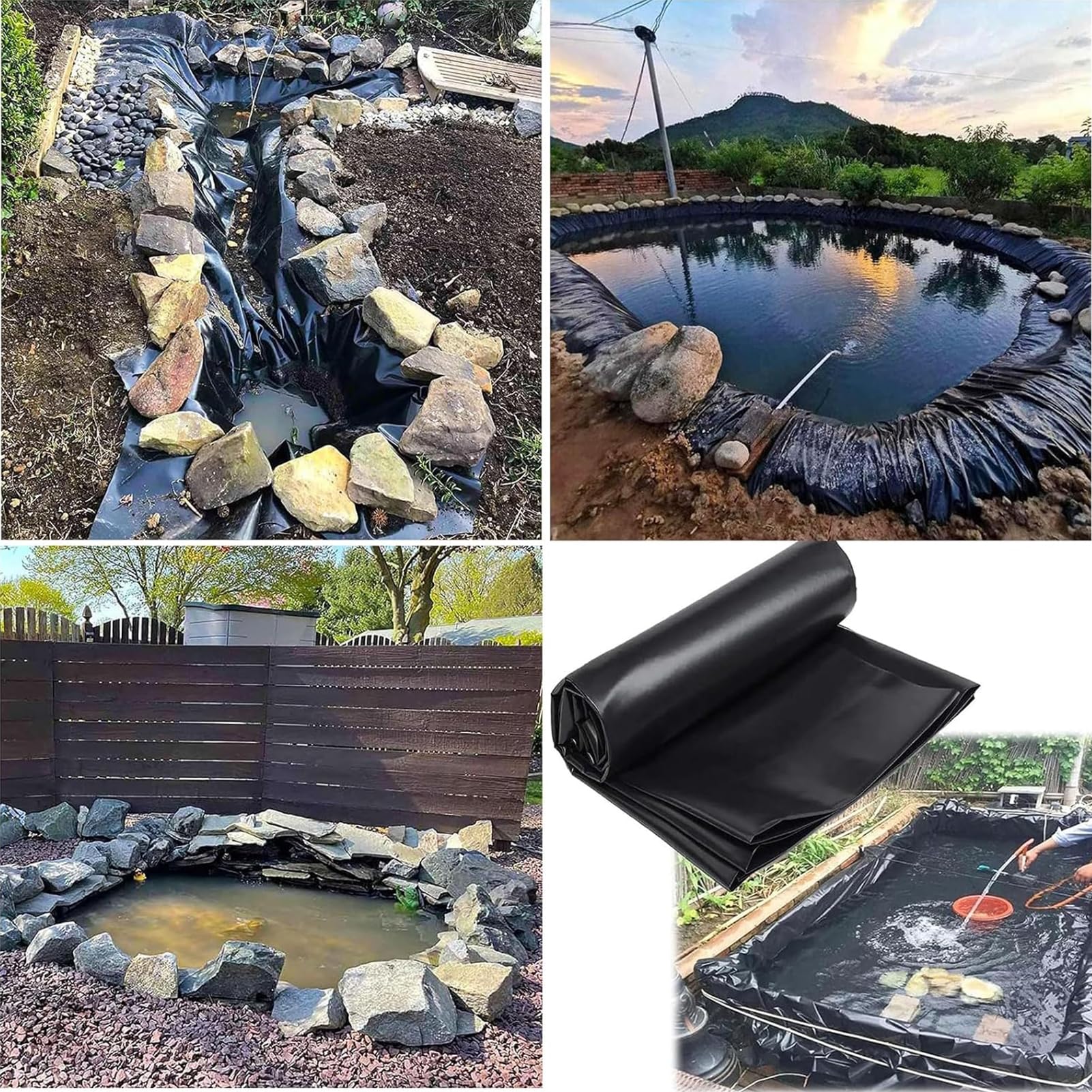 Rivestimento per stagno in PE rinforzato resistente per stagni all'aperto per pesci e anatre, aiuole rialzate e caratteristiche idriche resistenti impermeabili