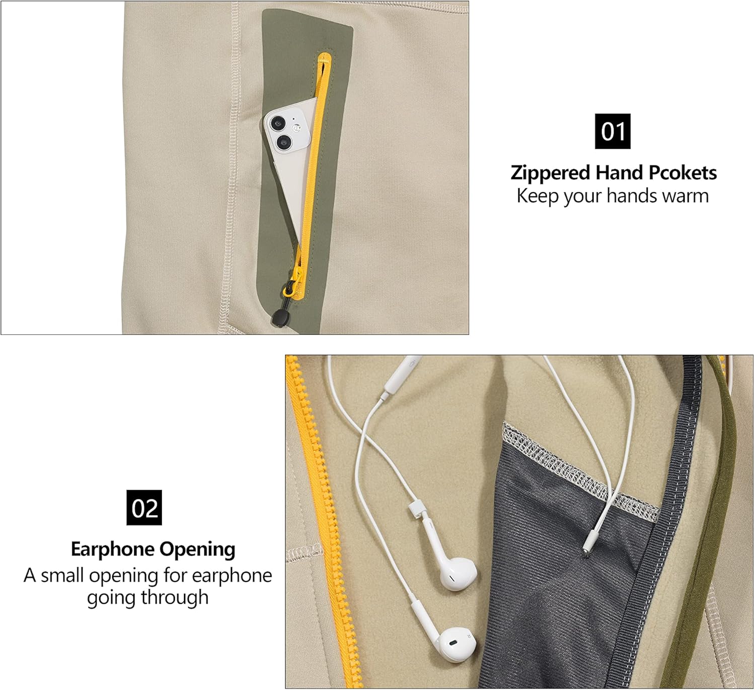 Little Donkey Andy Men's Winter Ultra Stretch Warm Fleece Running Jacket Thumb Holes Hooded Coat Hiking : Clothing, Shoes & Jewelry