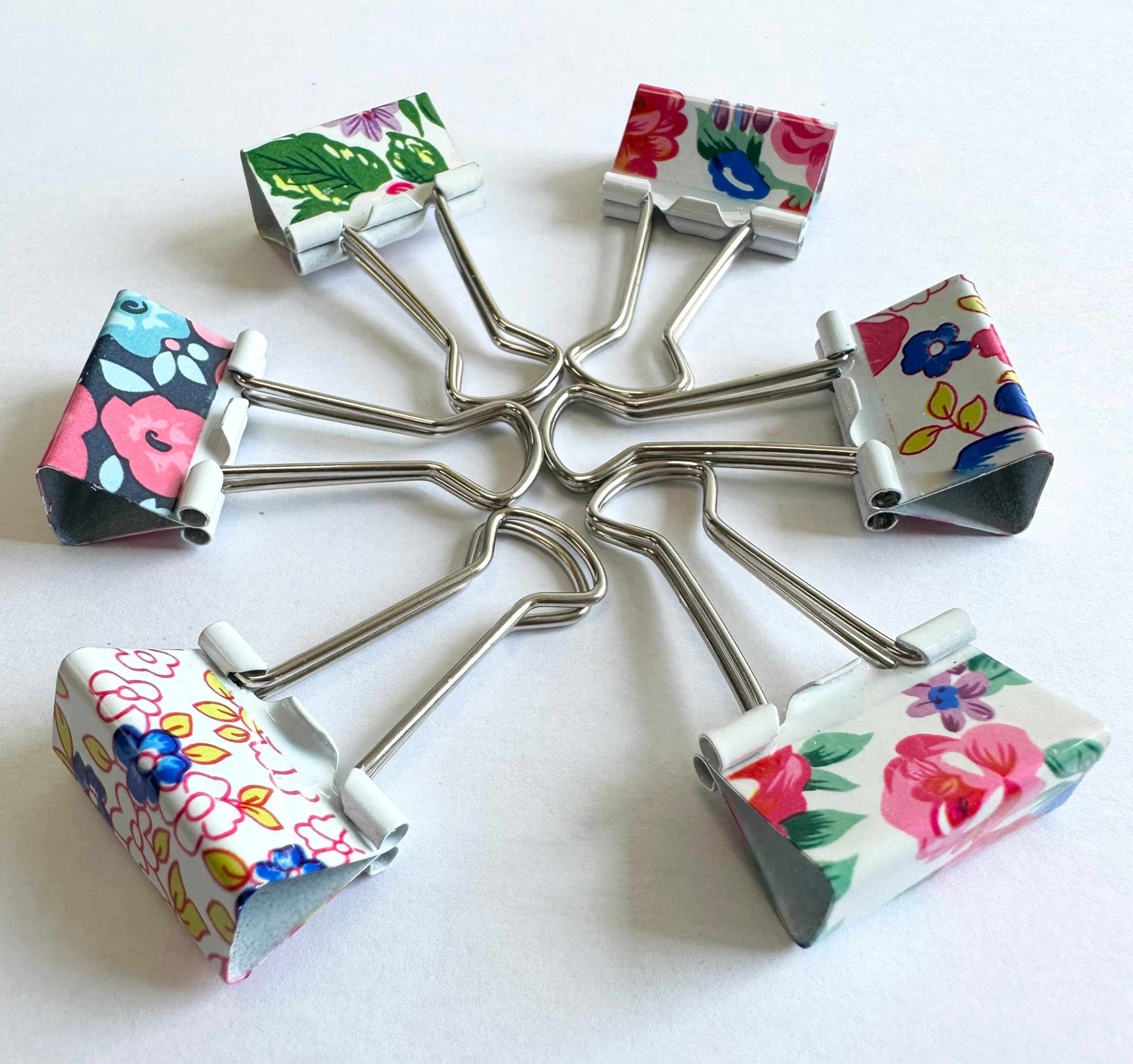 25mm Assorted Flower Design Metal Binder Foldback Clips Bulldog/Paper Clips/Binder Clips File Paper Money Receipts File Clamps - Image 3
