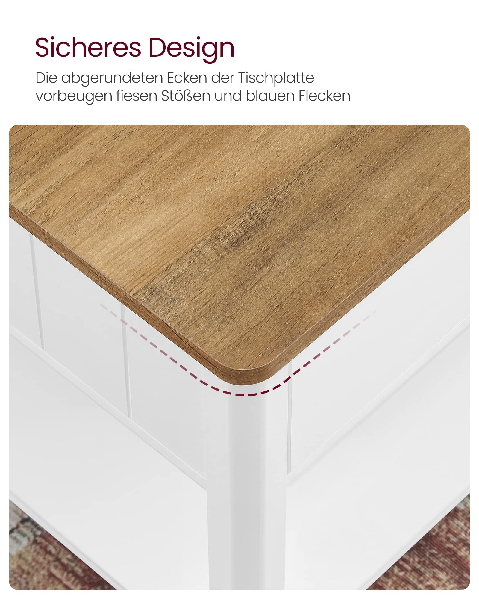 VASAGLE Couchtisch, Wohnzimmertisch, Sofatisch, 2 große Schubladen, mit Beinen, viel Stauraum, maritimer Stil, 80 x 80 x 45 cm, für Wohnzimmer, walnussbraun-weiß LCT207T14