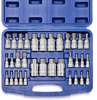 CASOMAN 33 Piece Master Hex Bit Socket Set, S2 Steel, SAE And Metric, Allen Socket Bit, 5/64-inch to 3/4-inch, 2mm to 19mm Socket Tool Kit