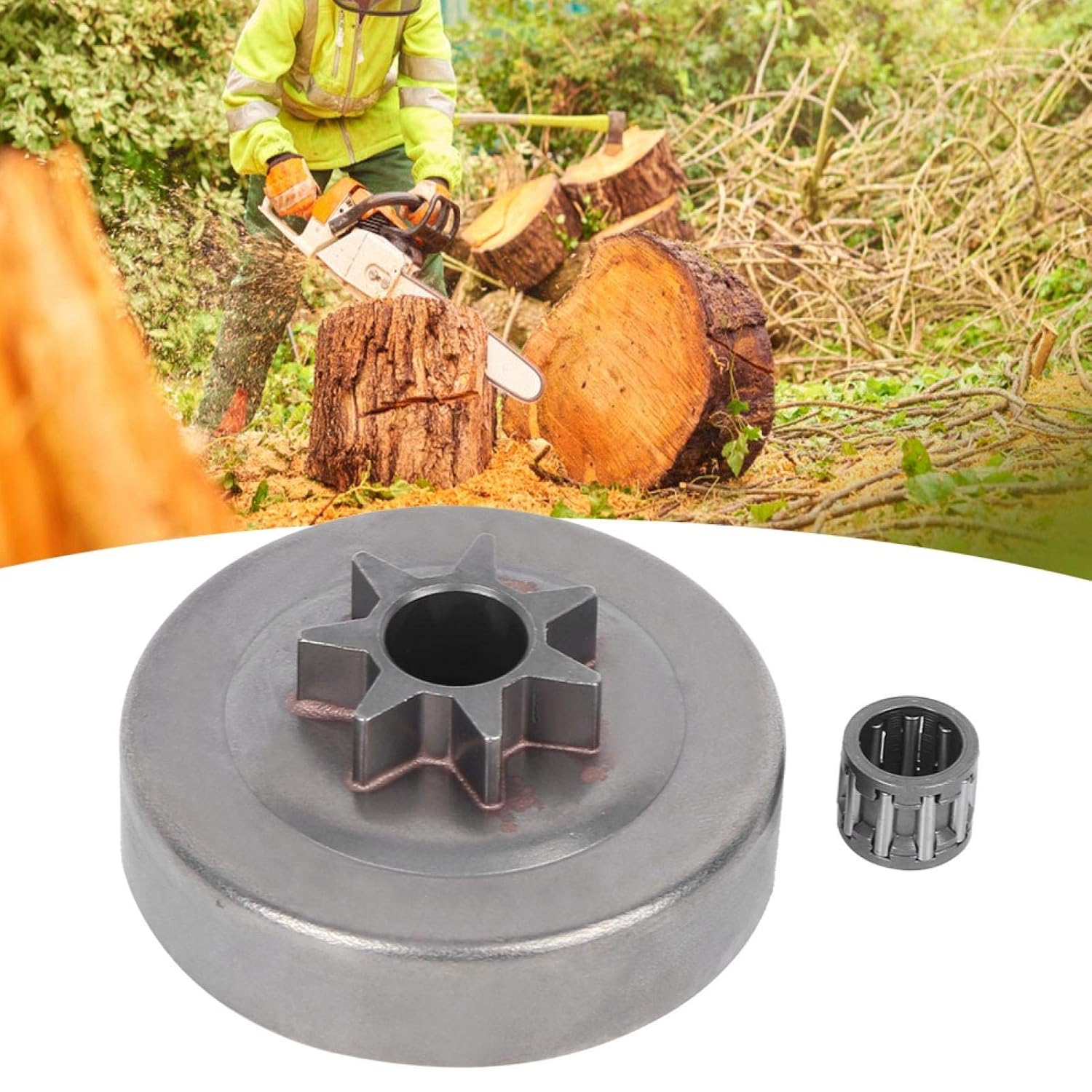 Chainsaw Clutch Drum and Needle Bearing, Drum Chain Sprocket 7T Clutch Cover Fit for Husqvarna 36 41 136 137 141 142 235 240