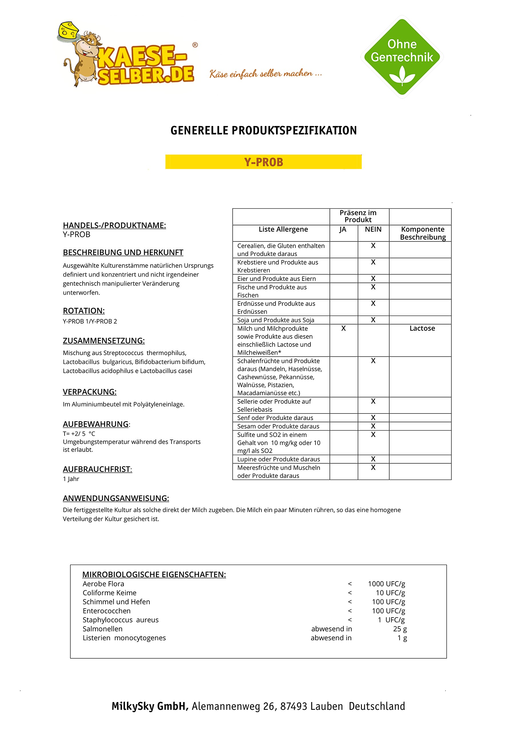 Y-Prob Joghurtkulturen 15g probiotisch, Joghurt selber Machen, Joghurtkultur, Ferment