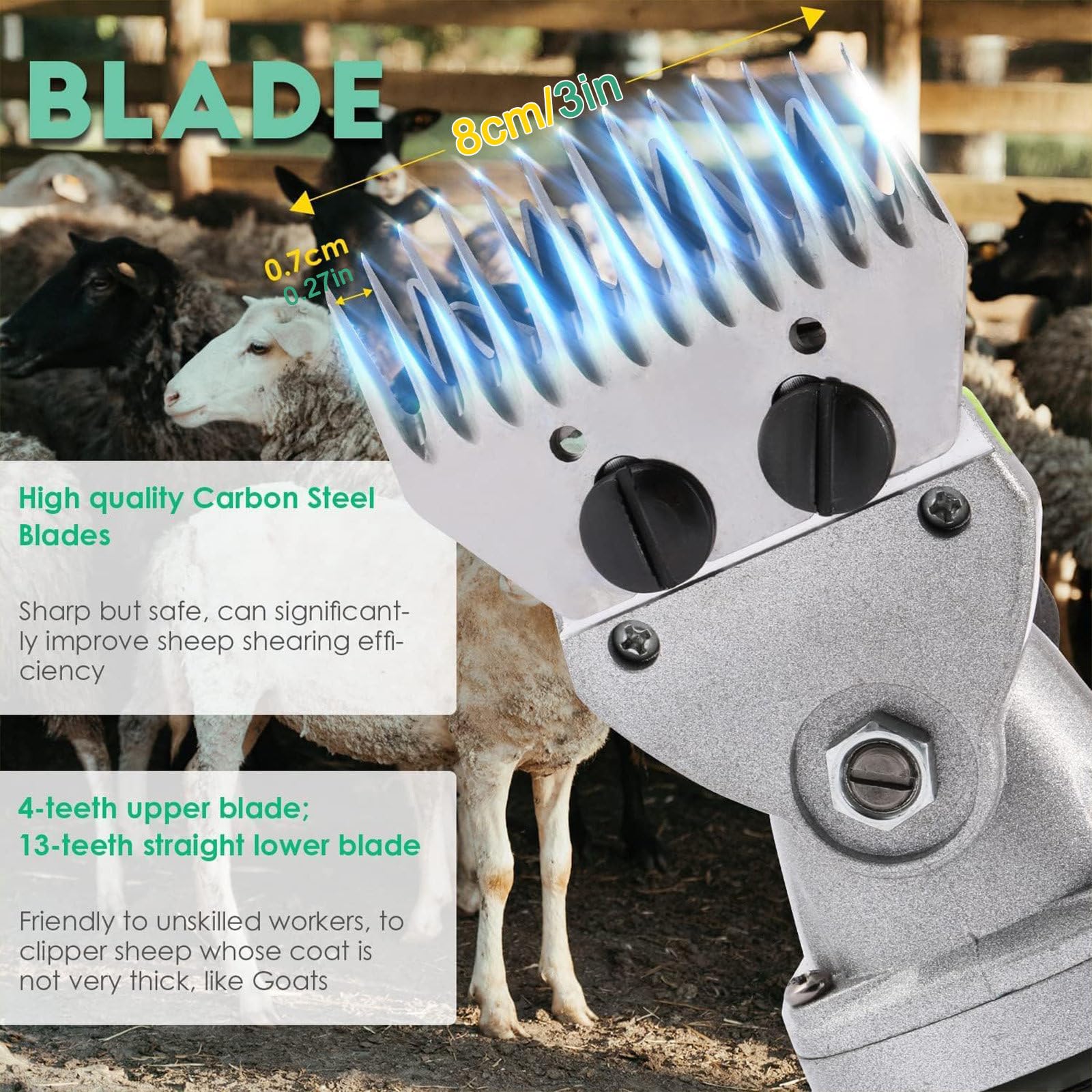 Cortadora de Pelo de Animales de 690 W, cortadora eléctrica para Cabras, ovejas de Alpaca, Kit de cortadora de Aseo para Ganado de Granja, Hoja de 13 Dientes Rectos,220V