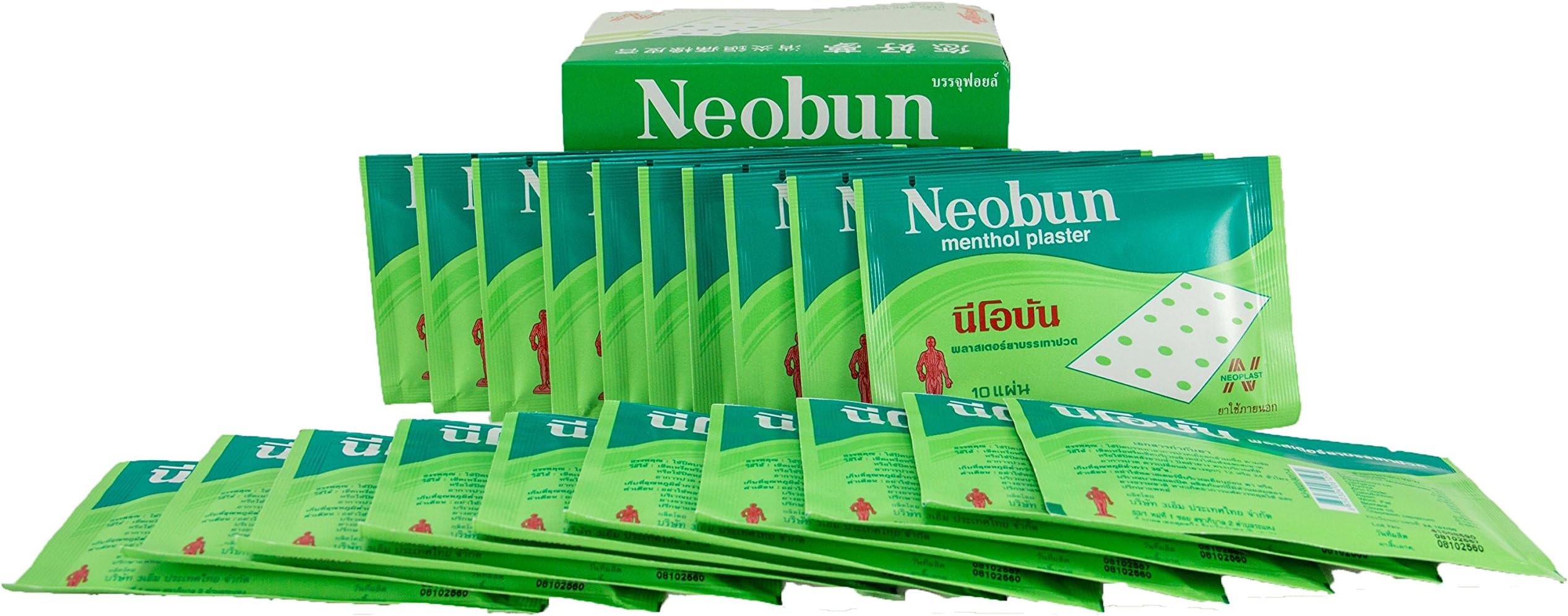 Neobun Menthol Plaster Relief Back Body Joint Muscle Pain Ache by 3M [20 Plasters]