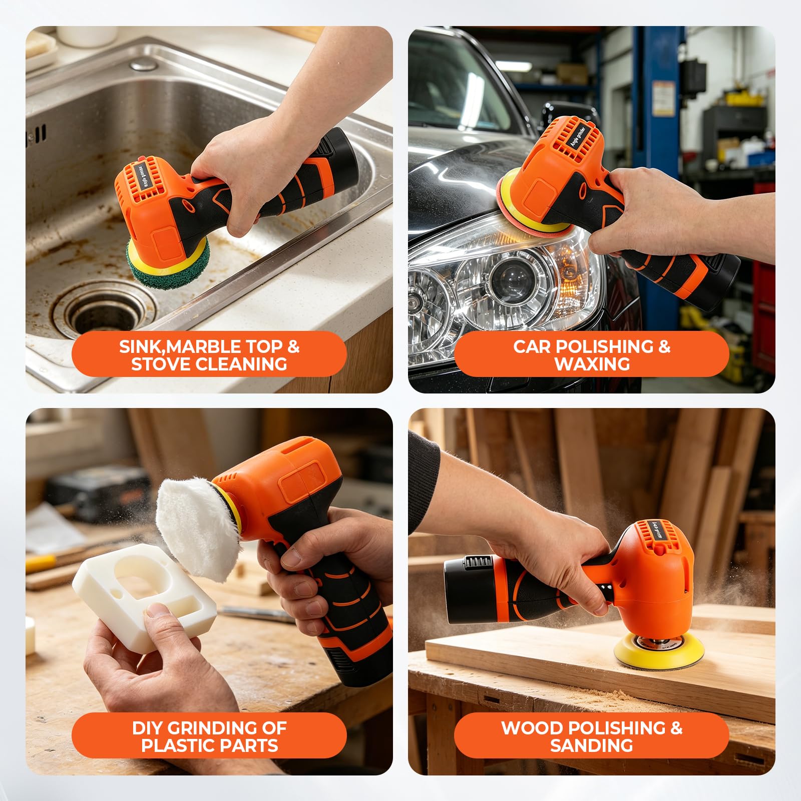 Mini máquina pulidora de 3 pulgadas con 2 baterías, minimáquina pulidora con botón de bloqueo, 3500 rpm para el tratamiento del vehículo, encerado y limpieza en casa