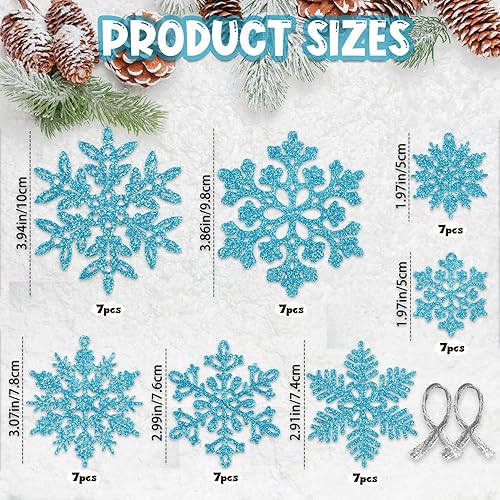 Miniatura 3 de 49 piezas de decoraciones de fiesta de Navidad adornos de copo de nieve  Champ Glitter copos de nieve DIY adornos colgantes para árbol de Navidad de