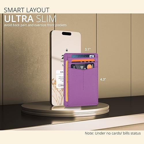 Vista 124 de Oak Leathers Leather Slim Minimalist Wallet for Men & Women RFID Front Pocket Leather Card Holder Wallets