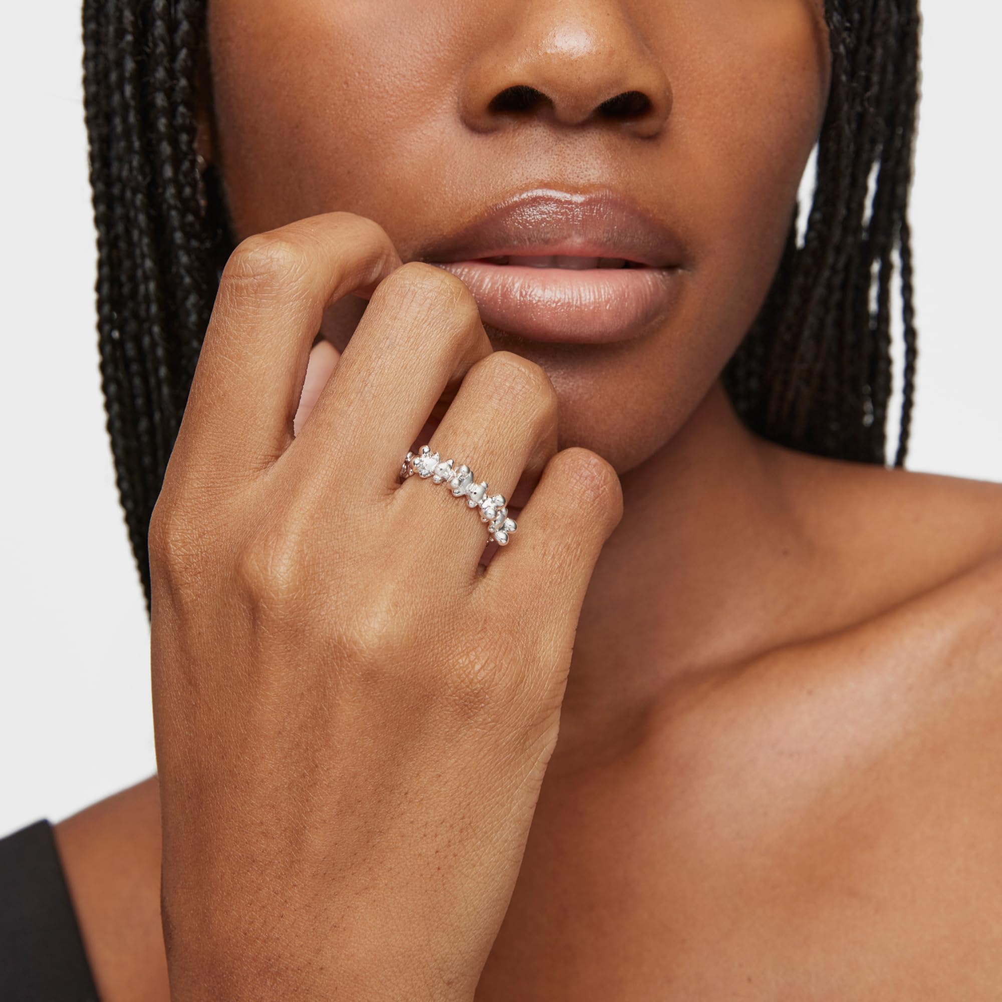 TOUS Anillo Mediano para Mujer de Plata de Primera Ley con Motivo de Oso, Talla 12, Colección Bold Bear