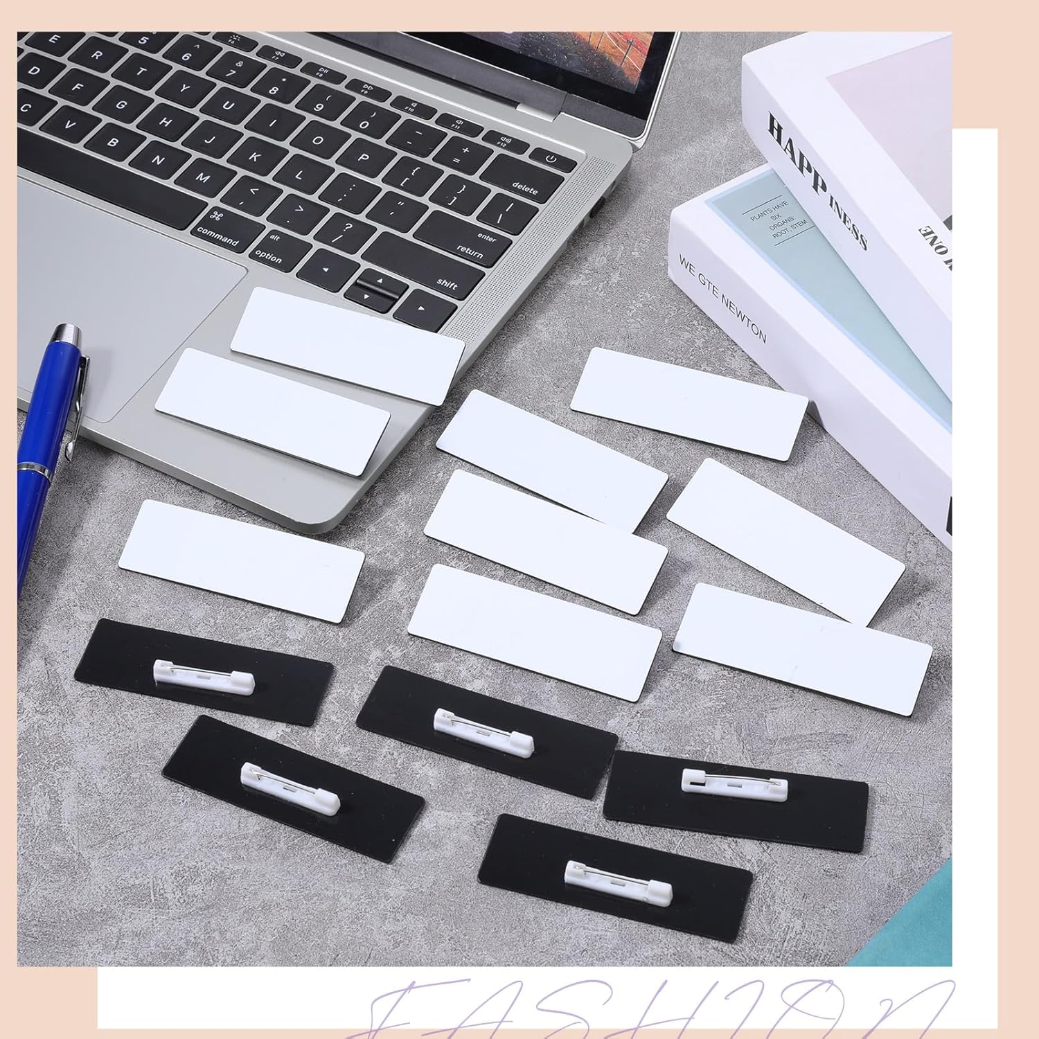 16 Pcs Name Tag, 1 x 3 Inch Blank Name Tag Pin, DIY Blank ID Badge with Round Corners Reusable for Office Workers Students Employee Personalized Badges Making - Image 7