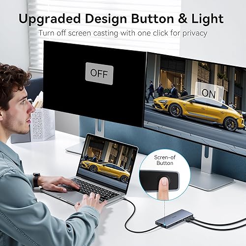 Miniatura 3 de Estación de acoplamiento USB C con monitor dual para Dell HP, estación de acoplamiento para laptop 3 monitores 15 en 1 USB C Hub Dock con HDMI 4K