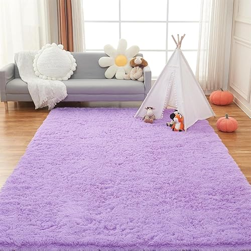 Miniatura 100 de AMTOVO Alfombras de área para sala de estar, 6 x 9 pies, color negro y gris, alfombra grande y esponjosa, alfombra para dormitorio, alfombra